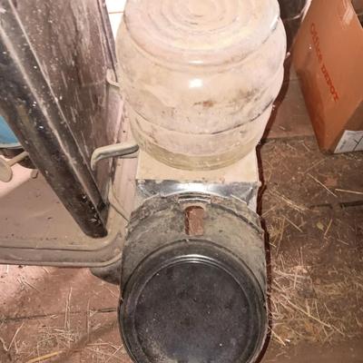 Antique early 1900's kerosene two burner stove with glass kerosene bottle