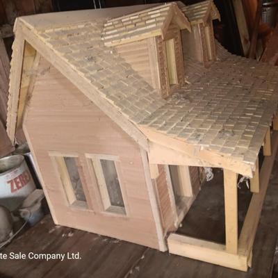 Hand constructed house model with lights