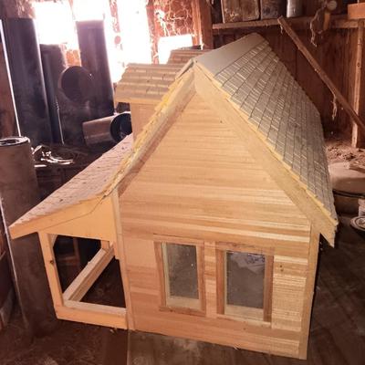 Hand constructed house model with lights