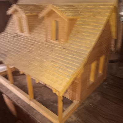 Hand constructed house model with lights