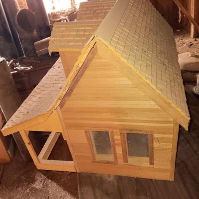 Hand constructed house model with lights