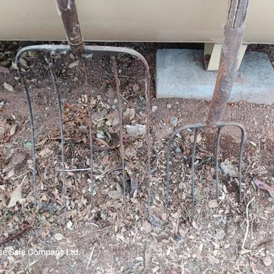 Two vintage pitchforks
