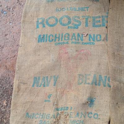 Vintage "The merchants Biscuit co. Denver colorado wooden crate with two Gunnie sacks