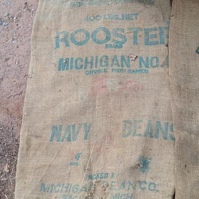 Vintage "The merchants Biscuit co. Denver colorado wooden crate with two Gunnie sacks