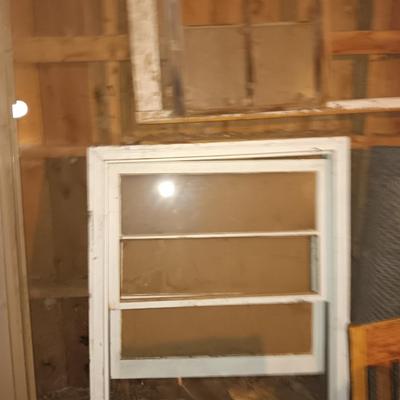 Wood framed window - 4 pane window and wooden frame