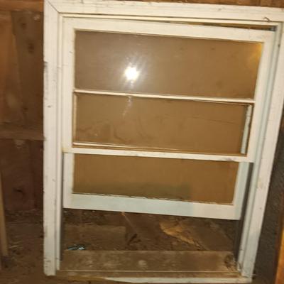 Wood framed window - 4 pane window and wooden frame