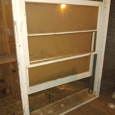 Wood framed window - 4 pane window and wooden frame