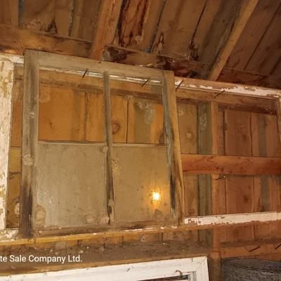 Wood framed window - 4 pane window and wooden frame