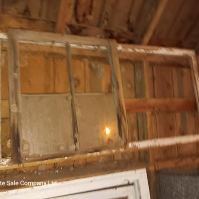 Wood framed window - 4 pane window and wooden frame