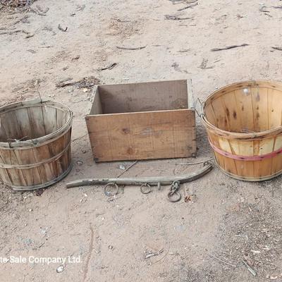 Wooden crate - two-bushel bakets and a hanes