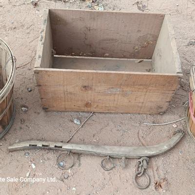 Wooden crate - two-bushel bakets and a hanes