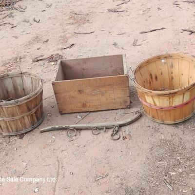 Wooden crate - two-bushel bakets and a hanes