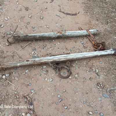 Two old antique wooden yokes