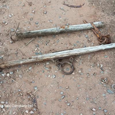 Two old antique wooden yokes