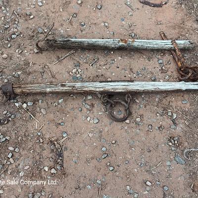 Two old antique wooden yokes
