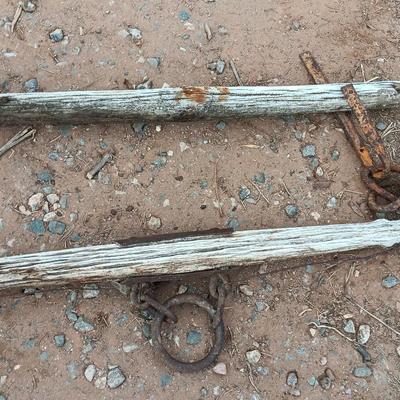 Two old antique wooden yokes