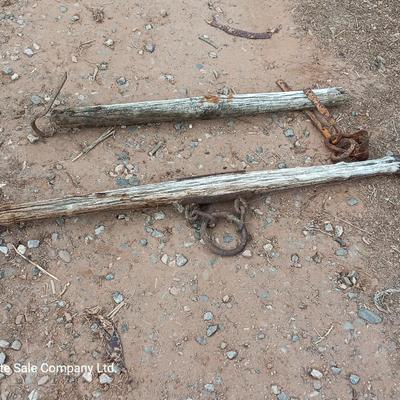 Two old antique wooden yokes