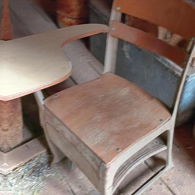 Vintage old wooden school Desk