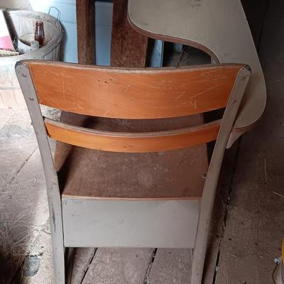 Vintage old wooden school Desk