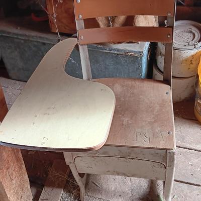 Vintage old wooden school Desk