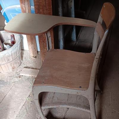 Vintage old wooden school Desk