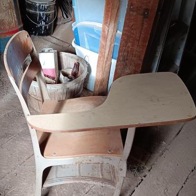 Vintage old wooden school Desk