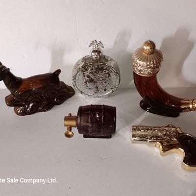 Avon bottles deer - barrel - gun - gun powder and coin bottles