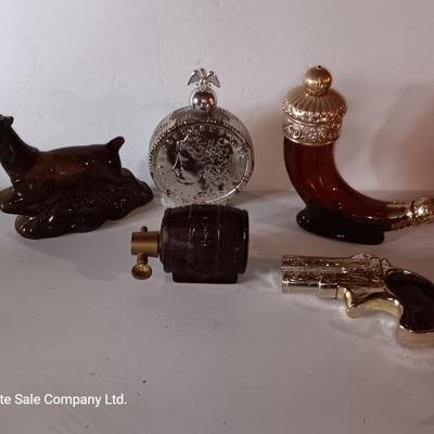 Avon bottles deer - barrel - gun - gun powder and coin bottles