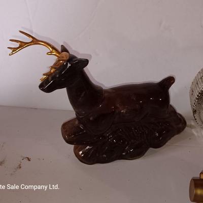Avon bottles deer - barrel - gun - gun powder and coin bottles