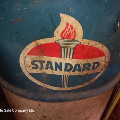 Two small Steel barrels -- standard and green faded - 27" x 14.5"