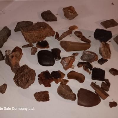 Rock collection in an old Ford metal can