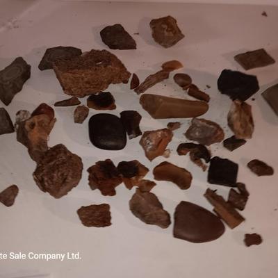 Rock collection in an old Ford metal can