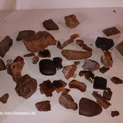 Rock collection in an old Ford metal can