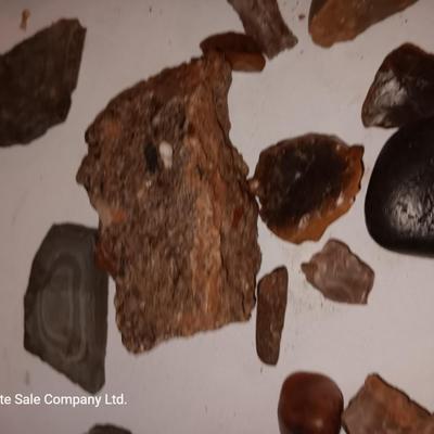 Rock collection in an old Ford metal can