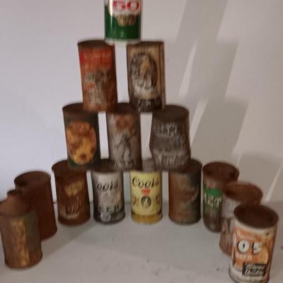Antique beer can collection
