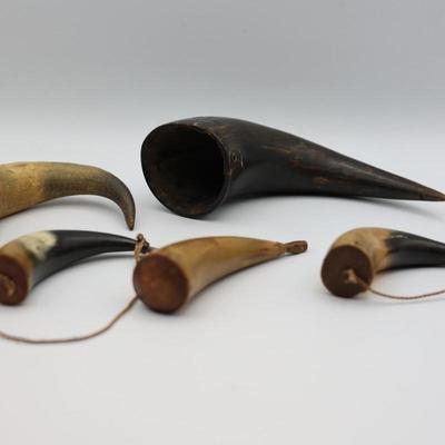 Five Powder & Cup Horns (5)