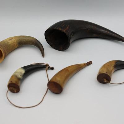 Five Powder & Cup Horns (5)