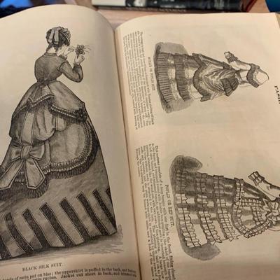 c.1869 Home Magazine Bound Version Antique Victorian Fashion Book
