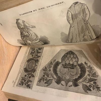 c.1869 Home Magazine Bound Version Antique Victorian Fashion Book
