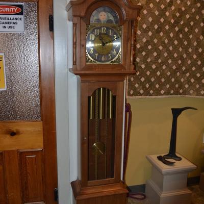 Vintage Franz Hermle 8 Day Chiming Grandfather Clock w/ Moon Phase 78.5â€x12â€x10â€