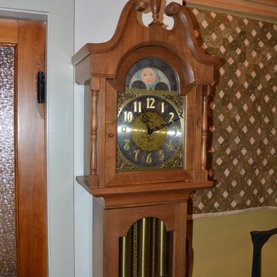 Vintage Franz Hermle 8 Day Chiming Grandfather Clock w/ Moon Phase 78.5â€x12â€x10â€