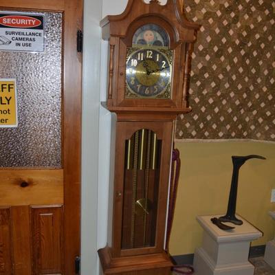 Vintage Franz Hermle 8 Day Chiming Grandfather Clock w/ Moon Phase 78.5â€x12â€x10â€
