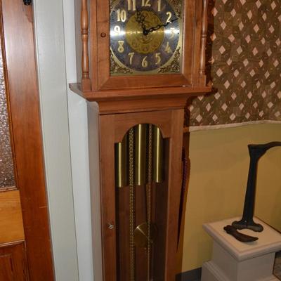Vintage Franz Hermle 8 Day Chiming Grandfather Clock w/ Moon Phase 78.5â€x12â€x10â€
