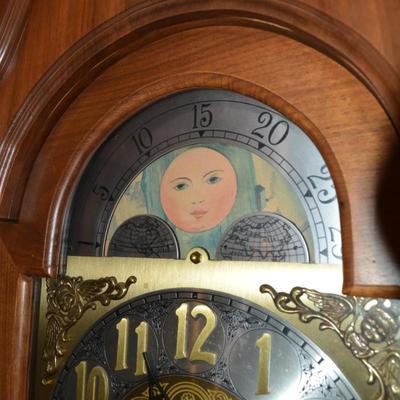 Vintage Franz Hermle 8 Day Chiming Grandfather Clock w/ Moon Phase 78.5â€x12â€x10â€