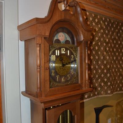 Vintage Franz Hermle 8 Day Chiming Grandfather Clock w/ Moon Phase 78.5â€x12â€x10â€