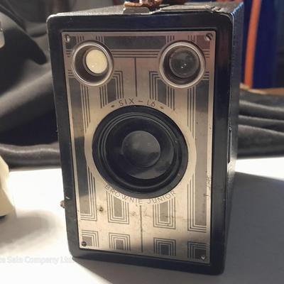 Sterling & Nobel wall clock - Audition telephone radio = and a Brownie Junior six - 16 camera