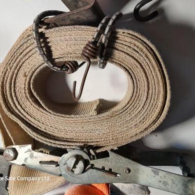 Three ratchet straps