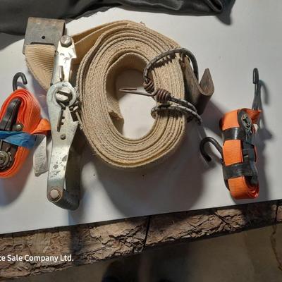 Three ratchet straps