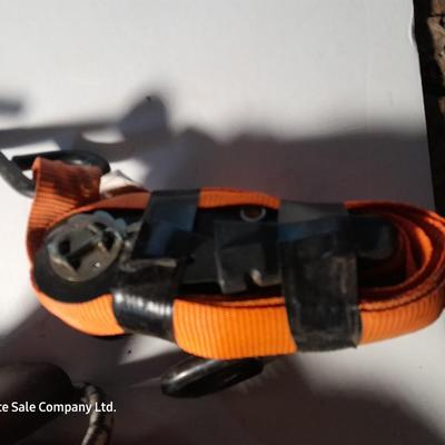 Three ratchet straps