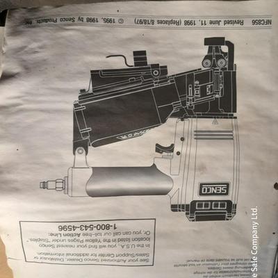 Senco Fastening systems SCN40R coil roofing Nailer with partial box of nails